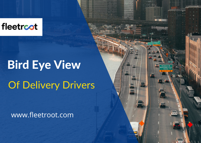 Bird eye view of delivery drivers